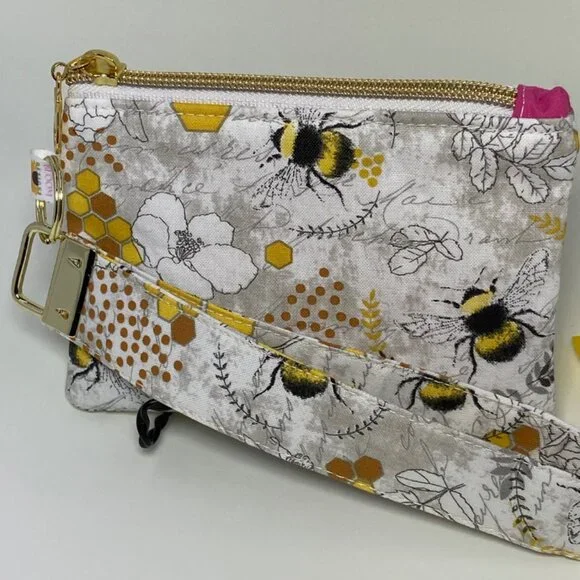 Cute and Colorful Queen Bee Print Wristlet Coin Purse Wallet - Picture 3 of 6